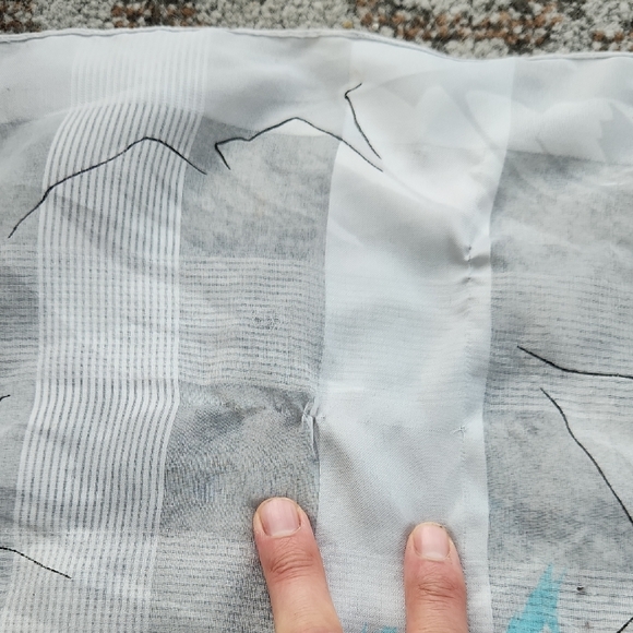 Vintage St.Michael Floral Italian Square Scarf White Blue - Picture 3 of 6